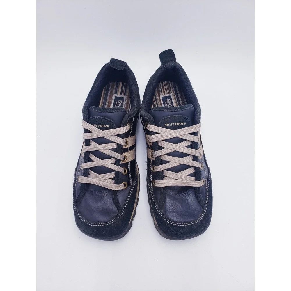 Vintage 90s Y2K Skechers Sneakers Black Leather Suede Lace Up Oxford Womens 11